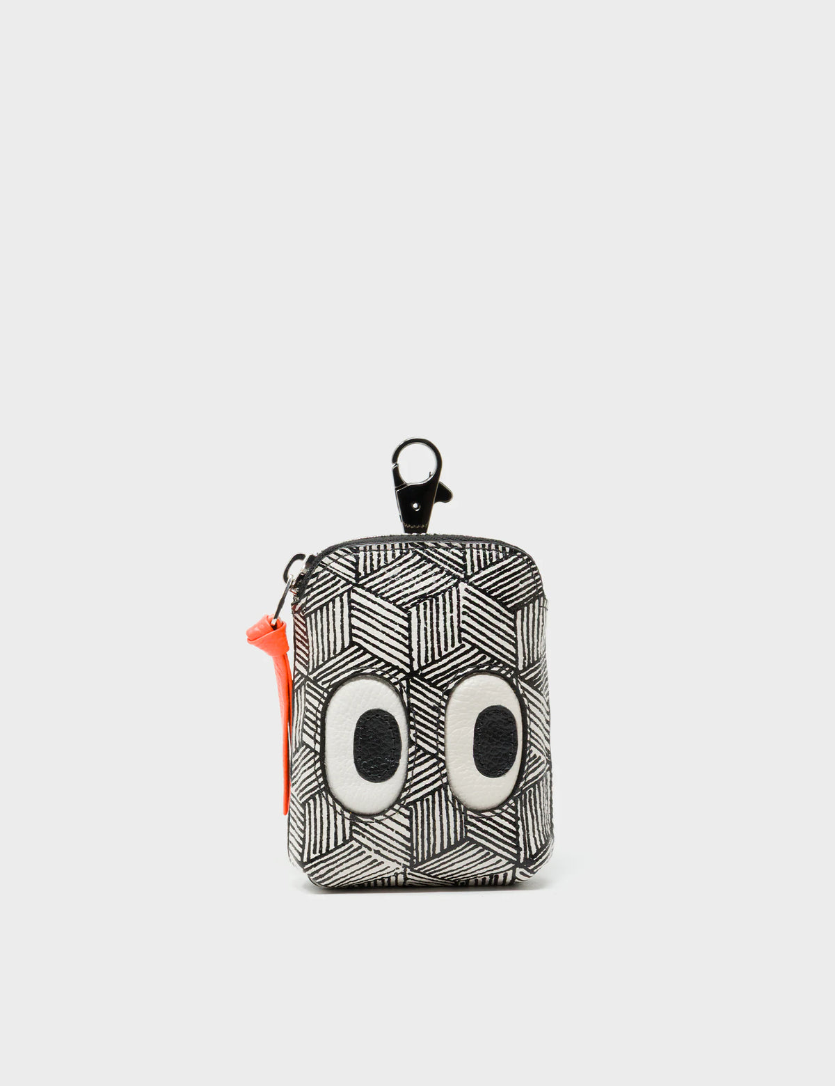 Florence Pouch Charm - Cream Leather Keychain Eyes Engraved - Font view