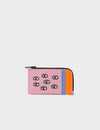 Fausto Blush Pink and Vista Blue Leather Zip-around Cardholder - Eyes Embroidery
