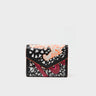 Fiona Black Leather Wallet - Retro Tiger Embroidery - Front