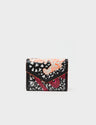 Fiona Black Leather Wallet - Retro Tiger Embroidery - Front