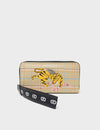 Francis Taos Taupe Leather Wallet - Winged Tiger Embroidery