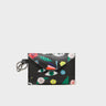 Fabian Black Leather Wallet - Floralia Print - Front