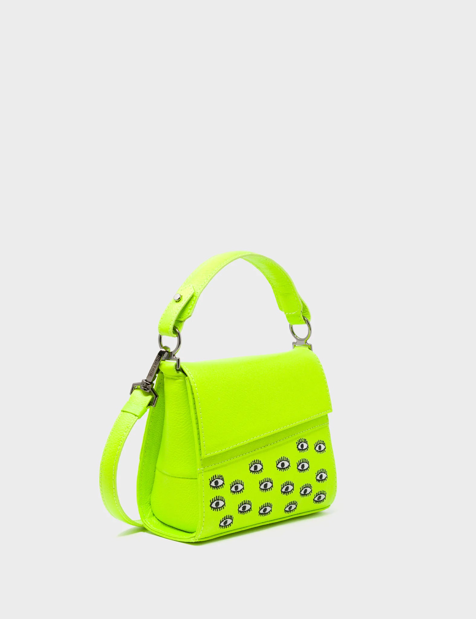 Anastasio Micro Crossbody Handbag Neon Yellow Leather - Eyes Embroidery