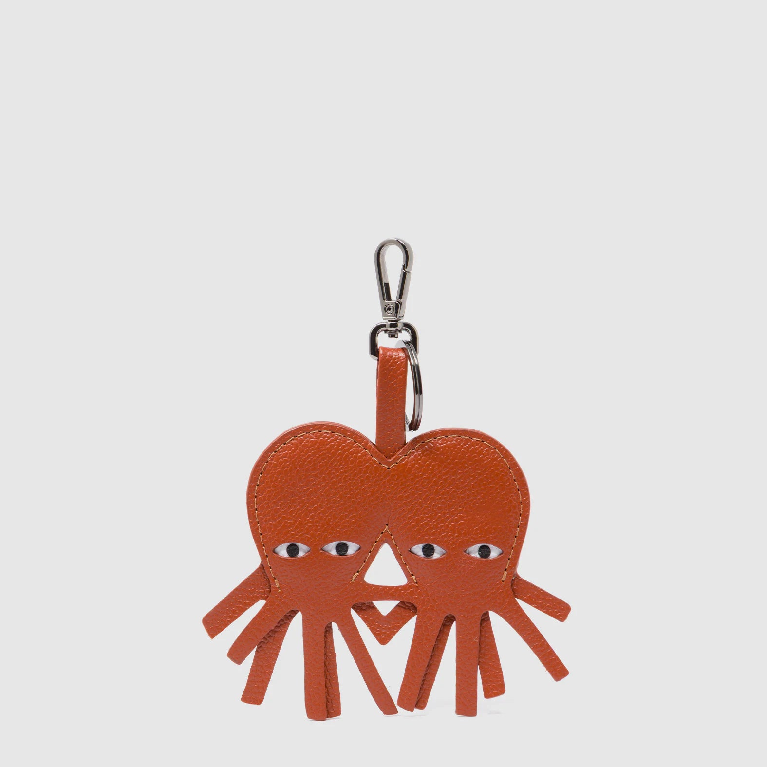 Octotwins Charm - Baked City Brown Leather Keychain - front