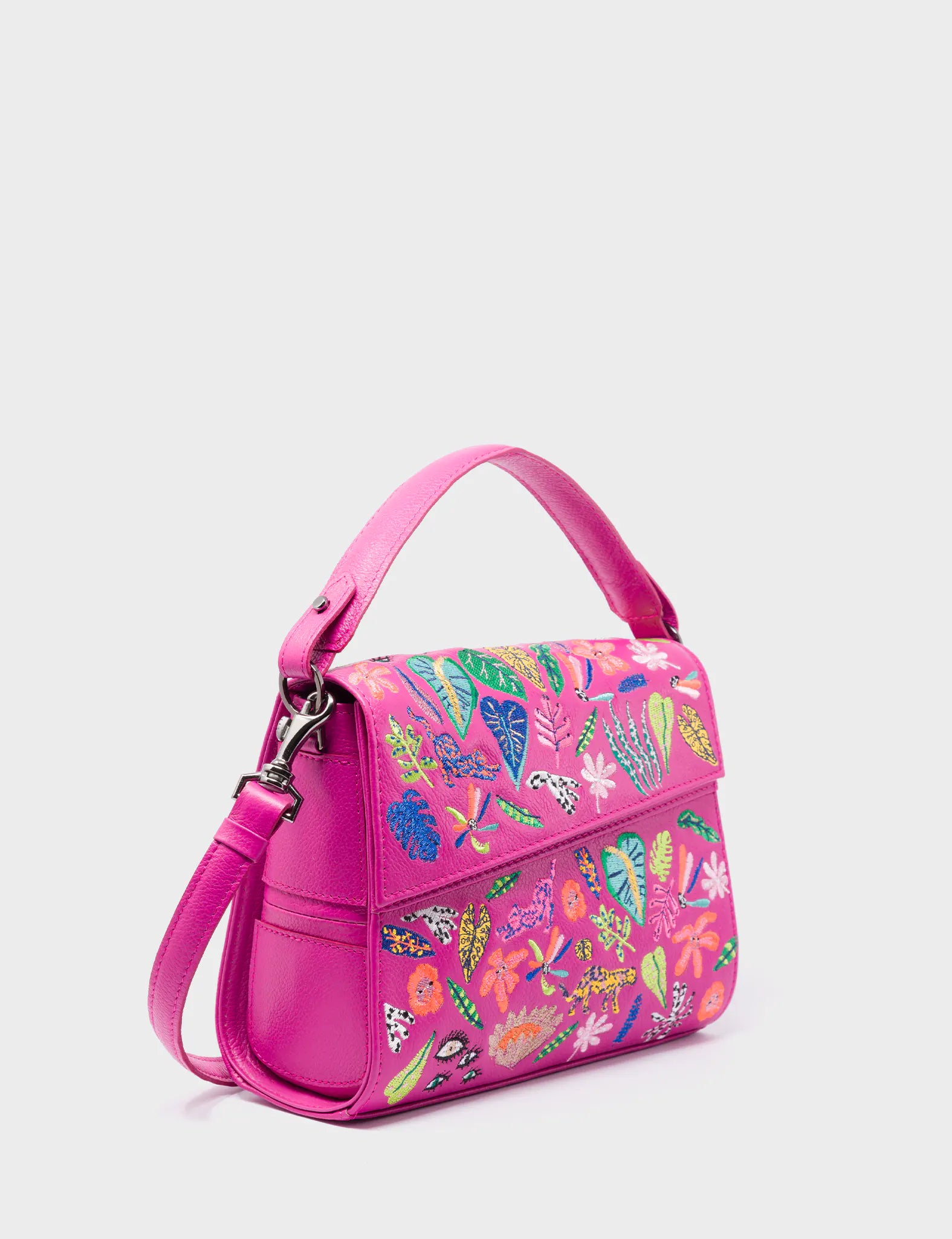 Anastasio Mini Crossbody Handbag Violet Leather - El Trópico Embroidery Design