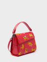 Anastasio Mini Crossbody Handbag Jester Red Leather - Tigers Pattern - Main View