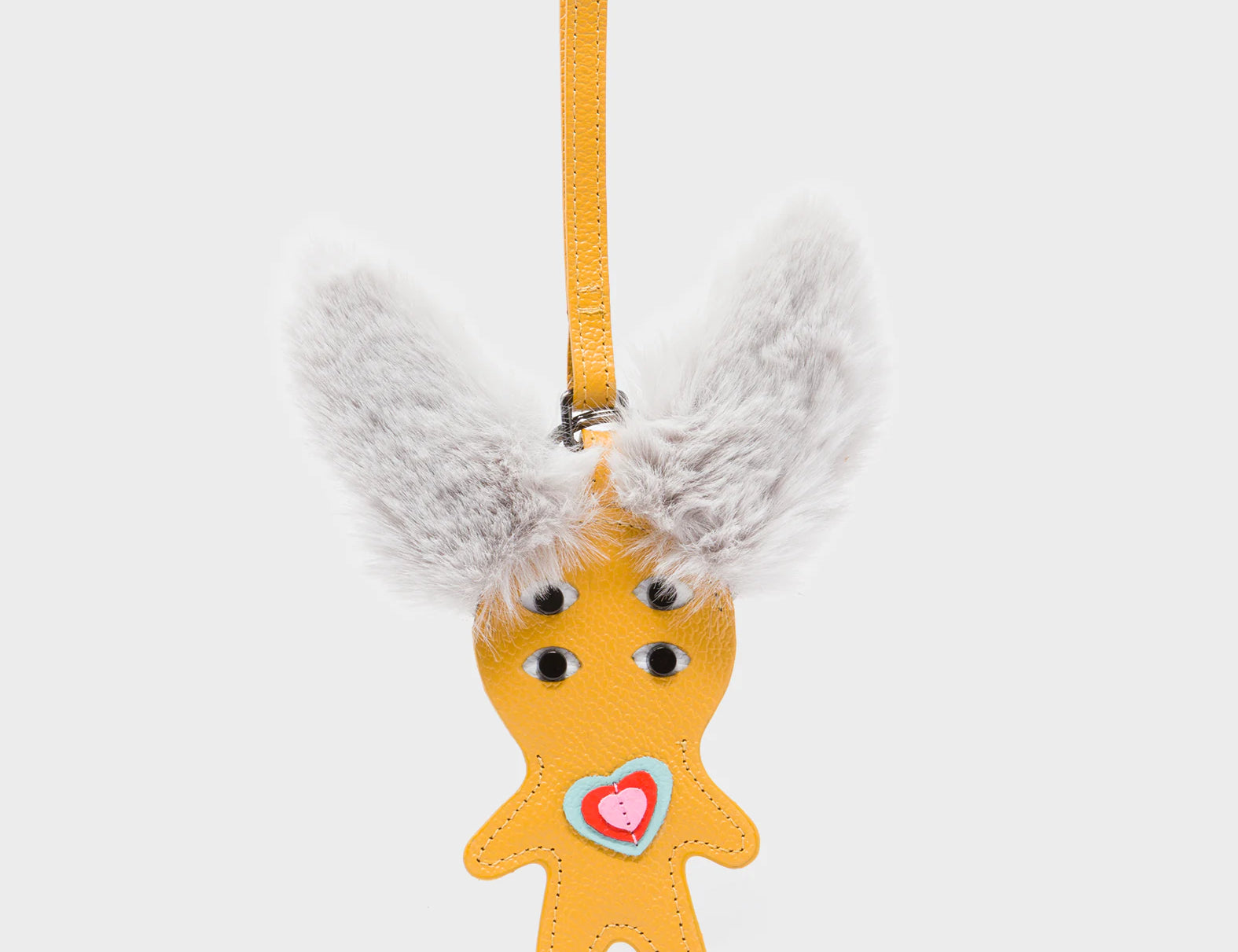 Fluffy Fella Charm - Marigold Leather Bag Charm - Front