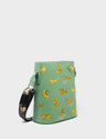 Vincent Basil Green Leather Shoulder Bag - Tigers Pattern - Main View