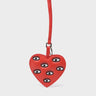 Happy Heart Charm - Poppy Red Leather Bag Charm - Front