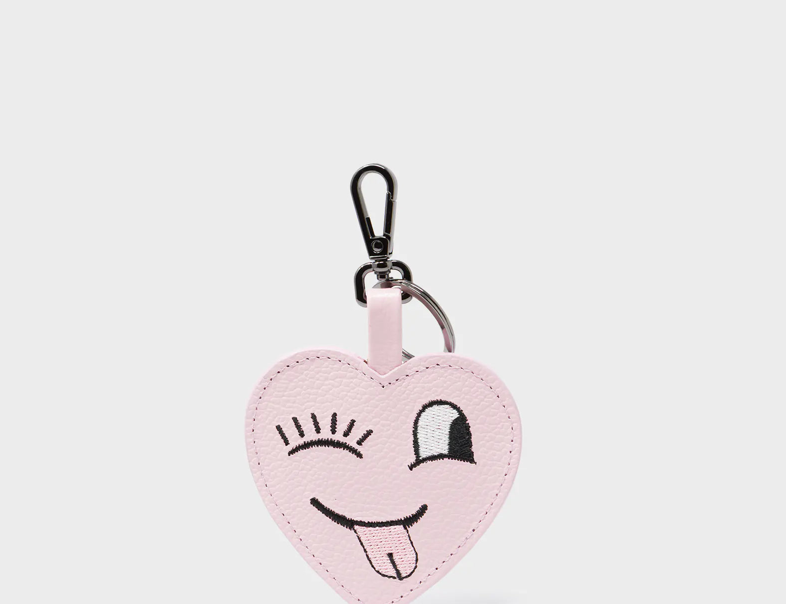 Hearty Smile Charm - Parfait Pink Leather Keychain - Front