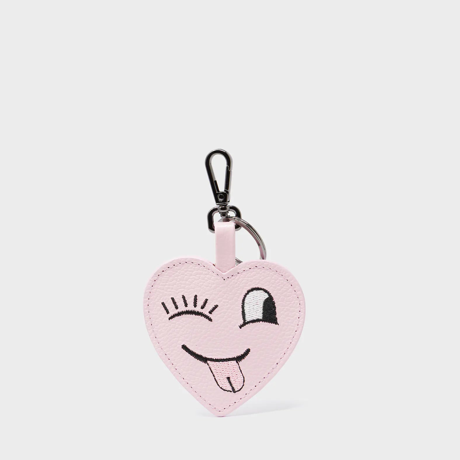 Hearty Smile Charm - Parfait Pink Leather Keychain - Front