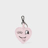 Hearty Smile Charm - Parfait Pink Leather Keychain - Front