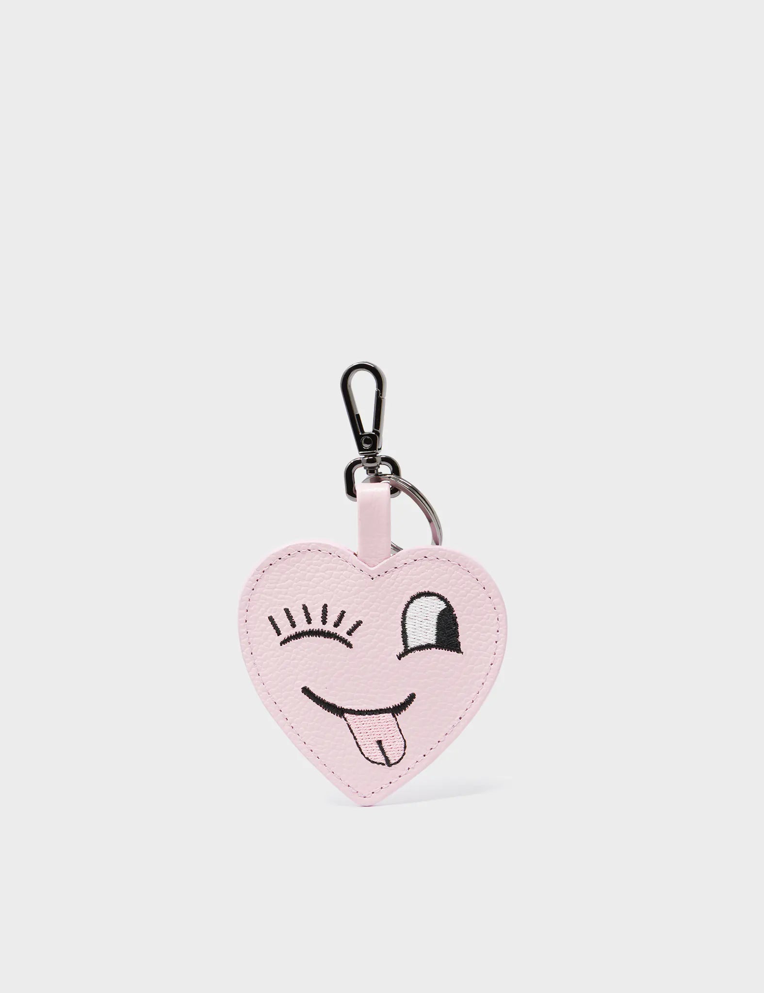 Hearty Smile Charm - Parfait Pink Leather Keychain - Front