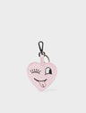 Hearty Smile Charm - Parfait Pink Leather Keychain - Front