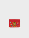 Filium Jester Red Leather Cardholder - Happy Tiger Embroidery