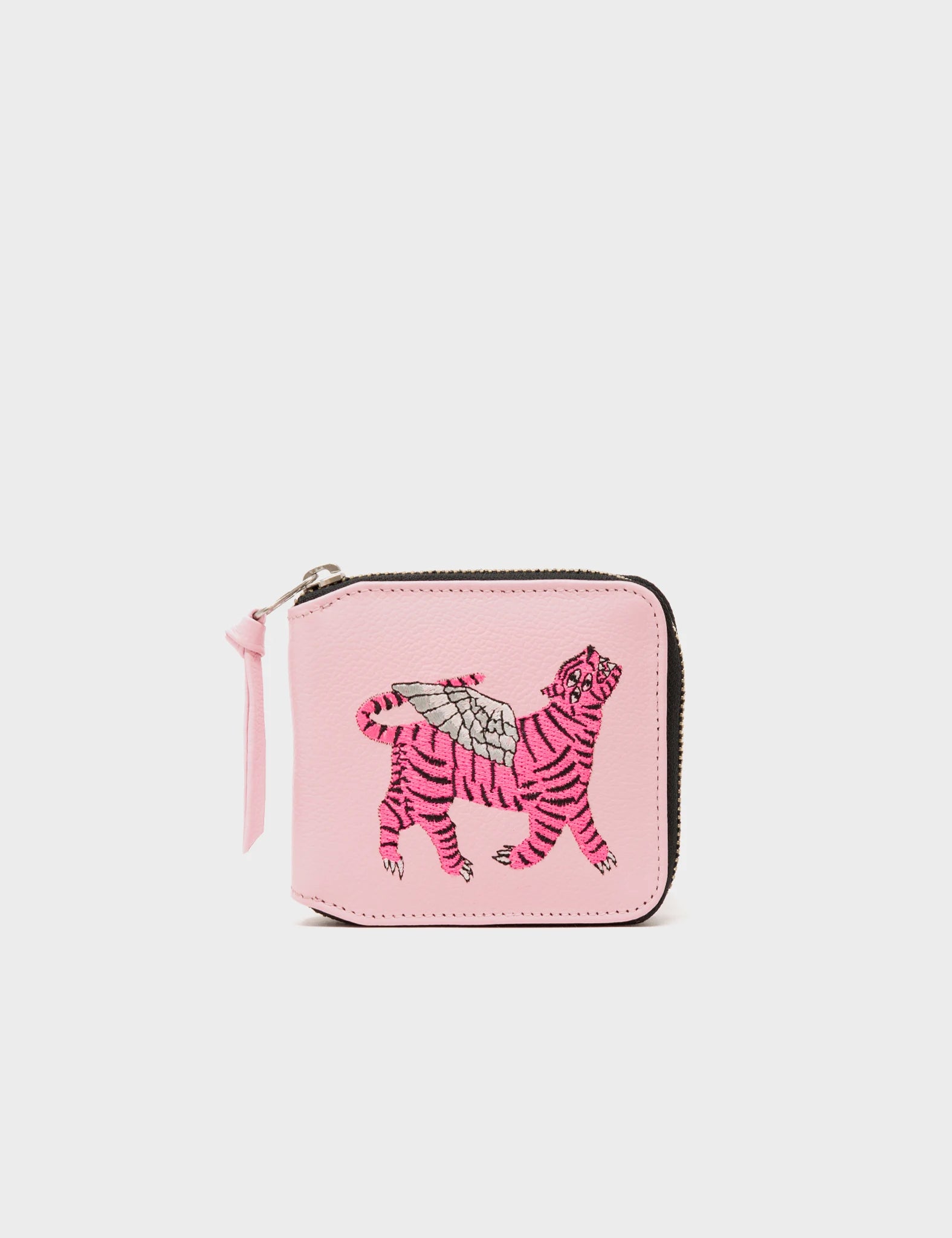 Fedor Parfait Pink And Blue Leather Wallet - Tiger Embroidery