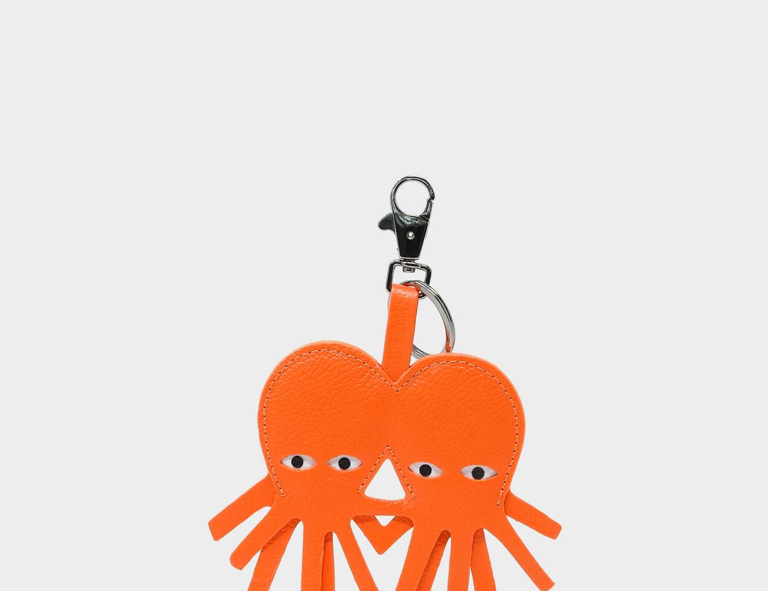 Octotwins Charm - Neon Orange Leather Keychain - Front View