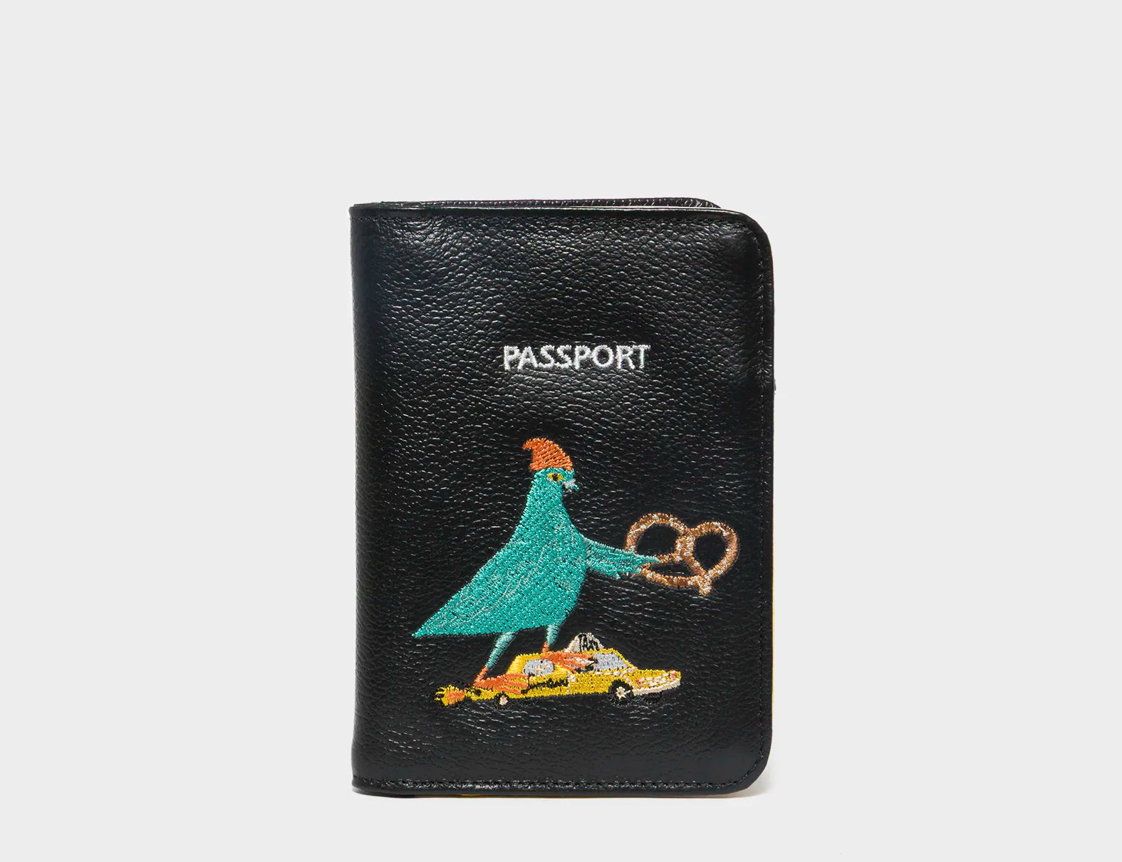 Frida Black Leather Passport Cover - Pigeonista Design - Main View
