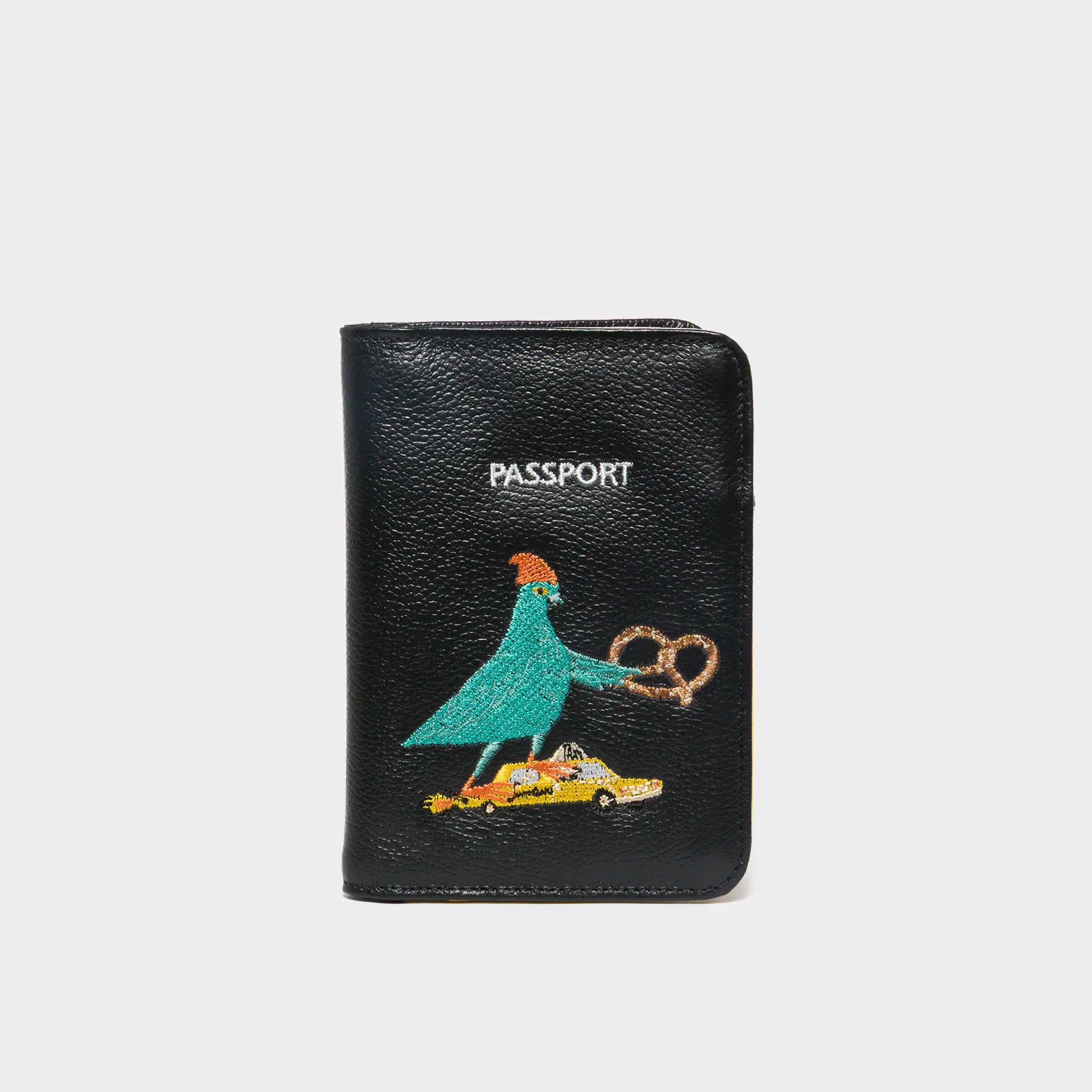 Frida Black Leather Passport Cover - Pigeonista Design - Main View