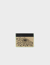 Filium Taos Taupe Leather Cardholder - Retro Tiger Embroidery