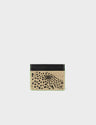 Filium Taos Taupe Leather Cardholder - Retro Tiger Embroidery - Front