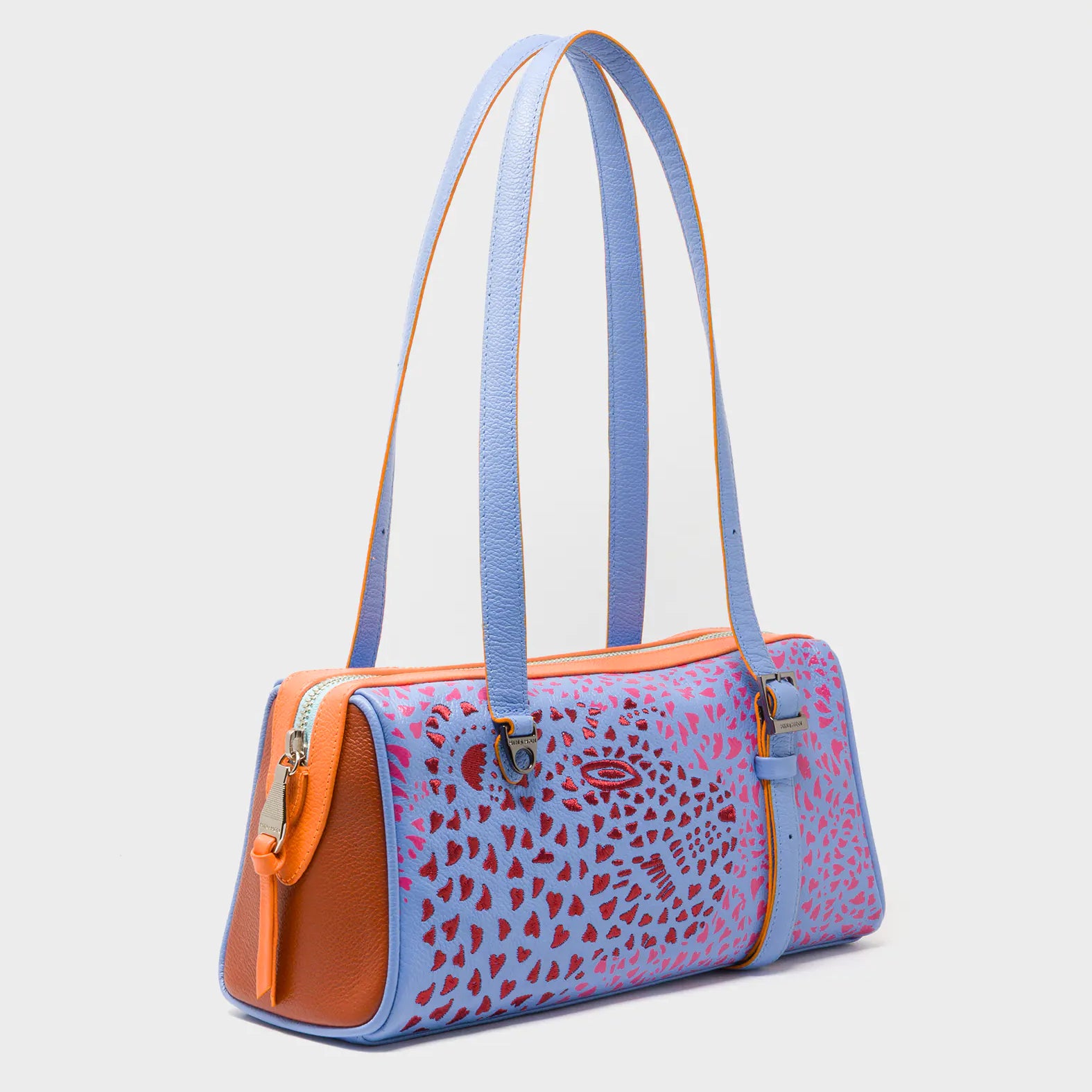 Esther Vista Blue Satchel Mini Bag - Retro Tiger Embroidery - Main View