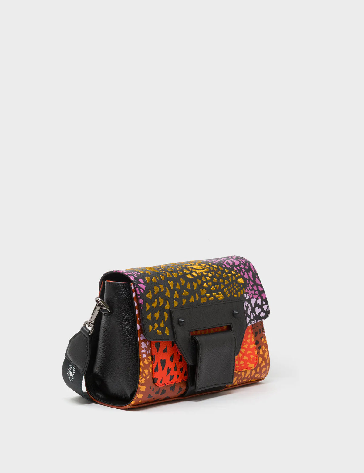 Cael Black Mini Shoulder Bag - Retro Tiger Embroidery