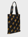 The Everyday Tote Bag - Black Cyclepet Fabric Blazing Tiger Print - Main View