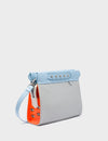 Vali Crossbody Small Gray And Blue Leather Bag - All Over Eyes Embroidery