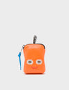 Florence Pouch Charm - Lollipop Orange Leather Keychain Happy Face Embroidery