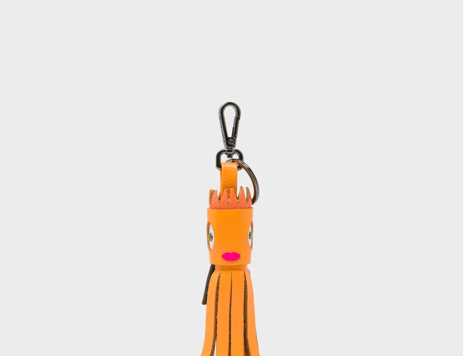 Queen Callie Marie Charm - Flamingo Orange Leather Keychain - Front view