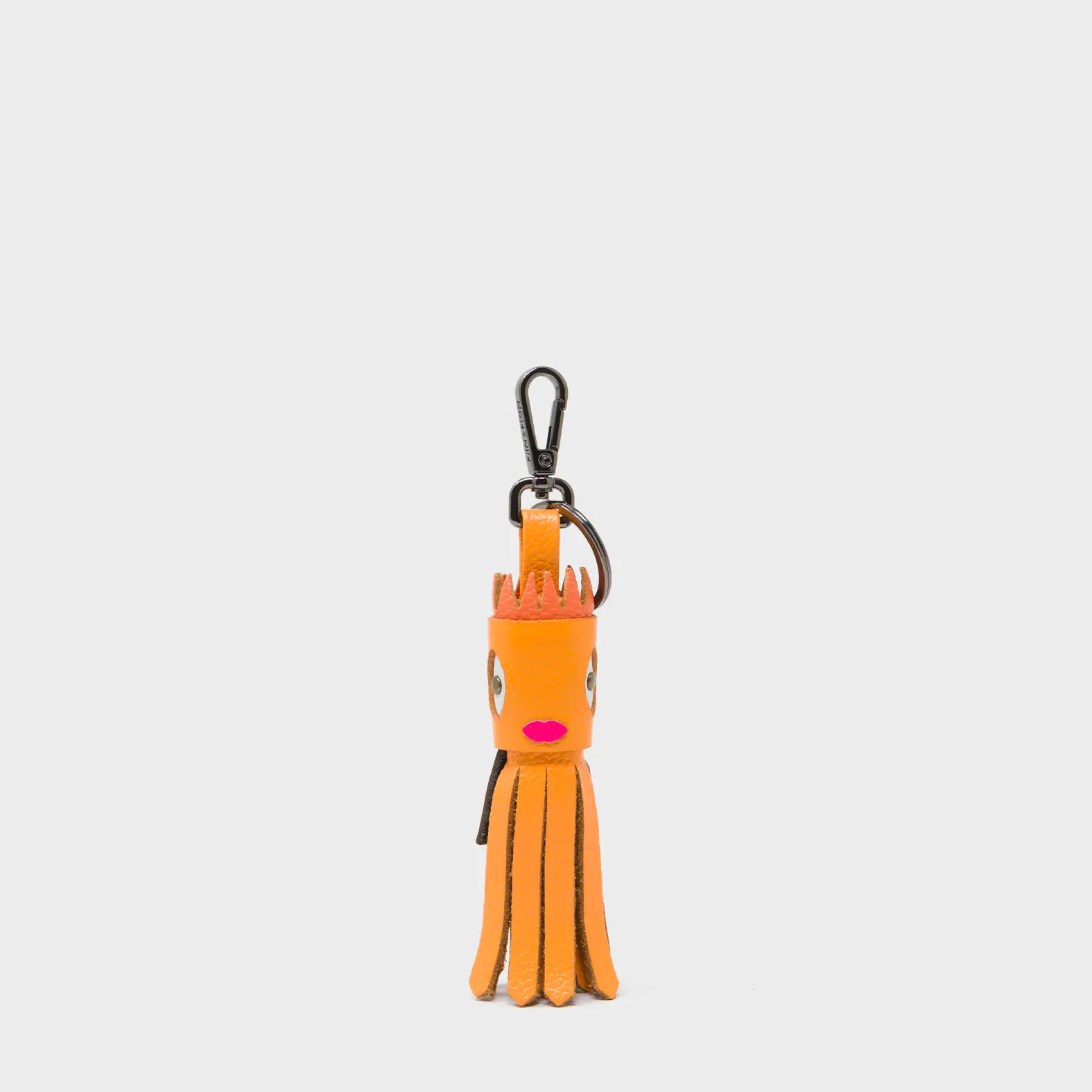 Queen Callie Marie Charm - Flamingo Orange Leather Keychain - Front view