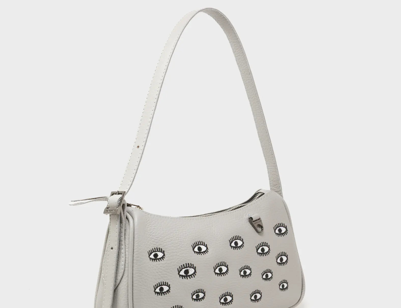 Lucas Hobo Mini Moonwalk Gray Handbag - All Over Eyes Embroidery - Main View