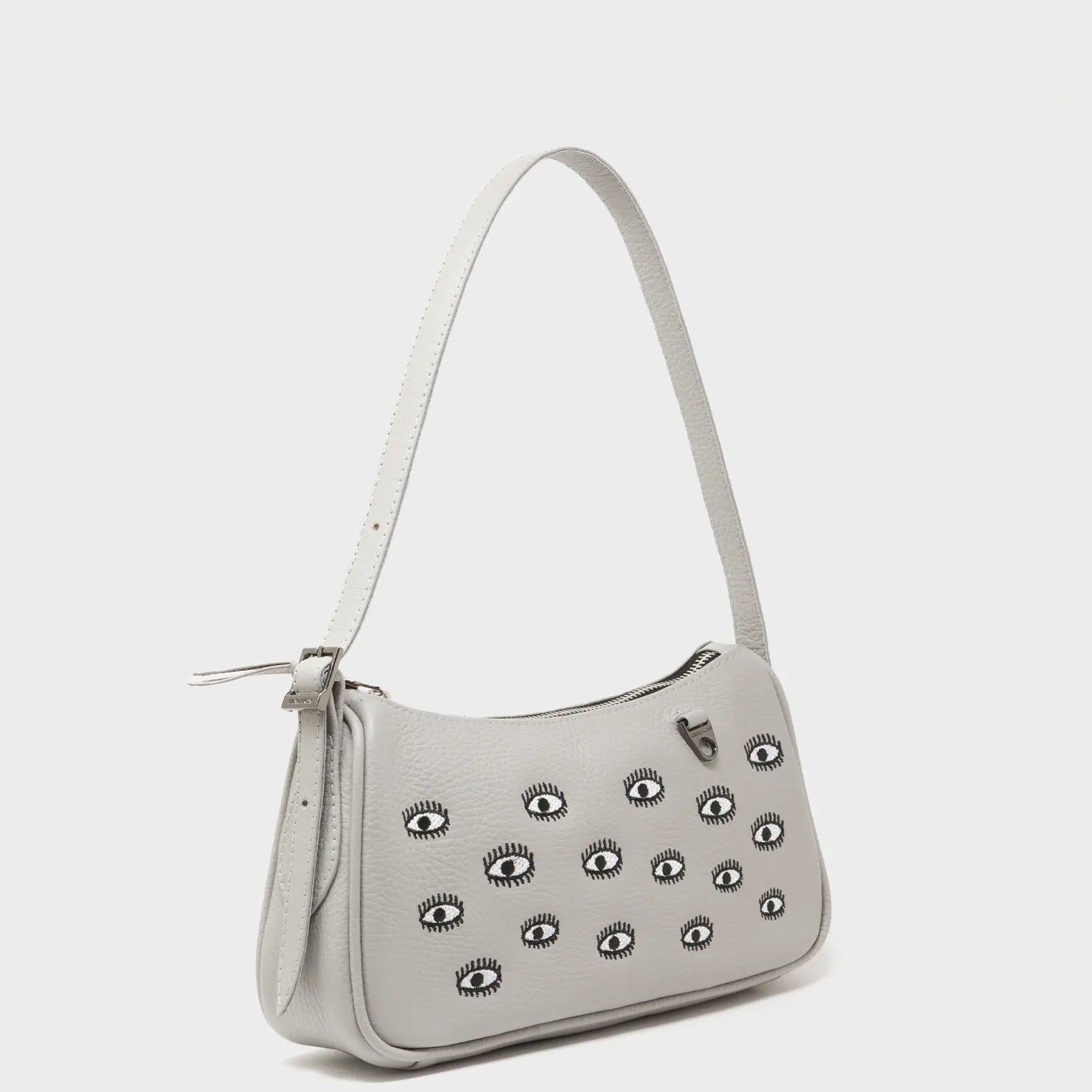 Lucas Hobo Mini Moonwalk Gray Handbag - All Over Eyes Embroidery - Main View