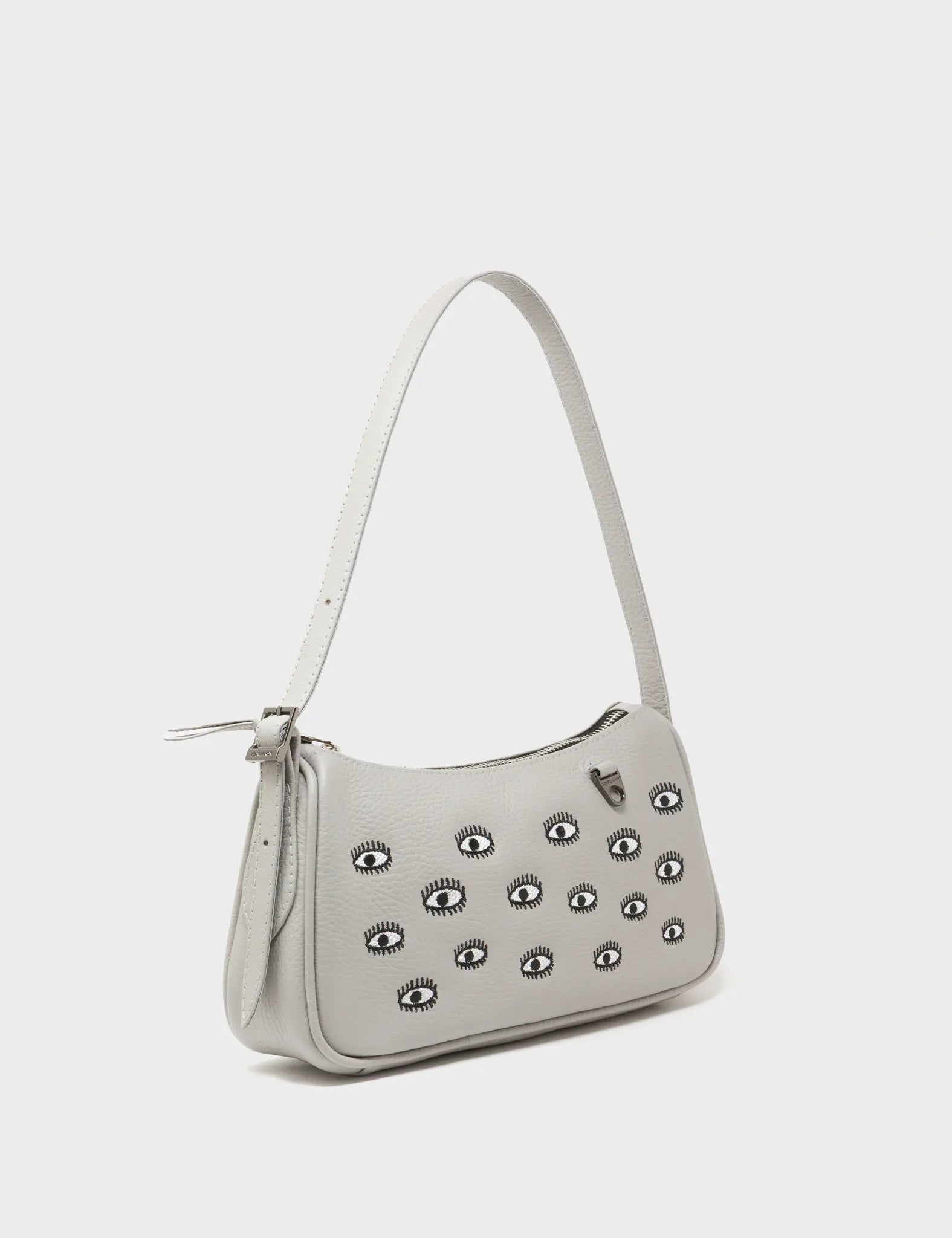 Lucas Hobo Mini Moonwalk Gray Handbag - All Over Eyes Embroidery - Main View