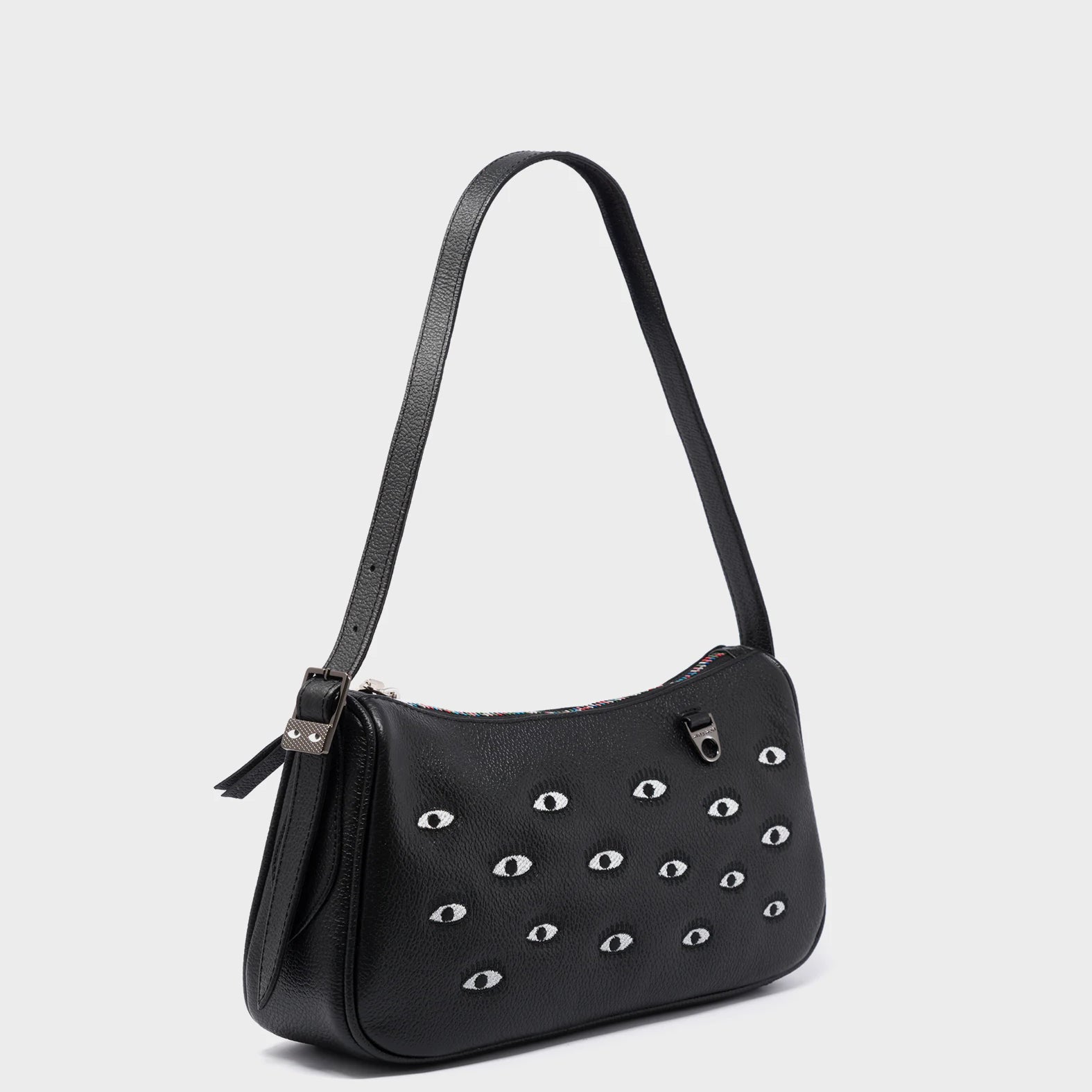 Lucas Hobo Mini Black bag - All Over Eyes Embroidery - Main View