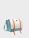 Reversible Small Messenger Bag Stratosphere Blue Leather - Groovin’ Rainbow Design