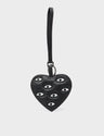 Heart - Black Leather Bag Charm - Front