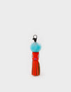 Callie Marie Mayne - Fiesta Red Leather and Blue Fur Keychain