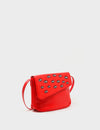 Bruno Mini Crossbody Fiesta Red Leather Bag - All Over Eyes Embroidery