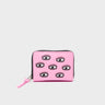 Frodo Bubblegum Pink Leather Zip Around Wallet - Eyes Embroidery - Front