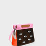 Vali Crossbody Small Bubblegum Pink And Neon Orange Leather Bag - Eyes Applique Adjustable Handle - Main View