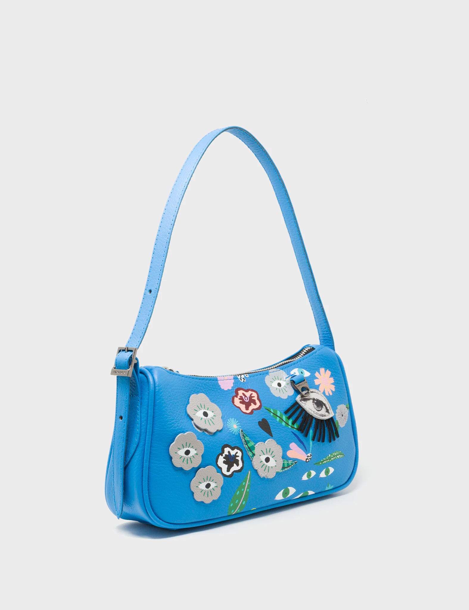 Lucas Hobo Mini Ibiza Blue Handbag - Floralia Design - Main View