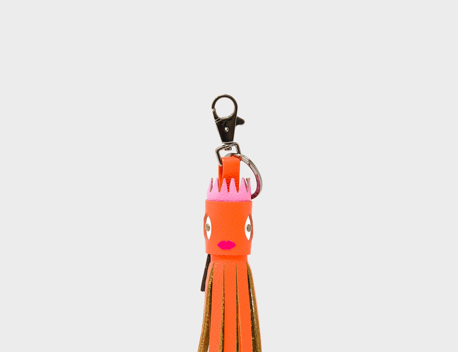 Queen Callie Marie Charm - Neon Orange and Pink Leather Keychain