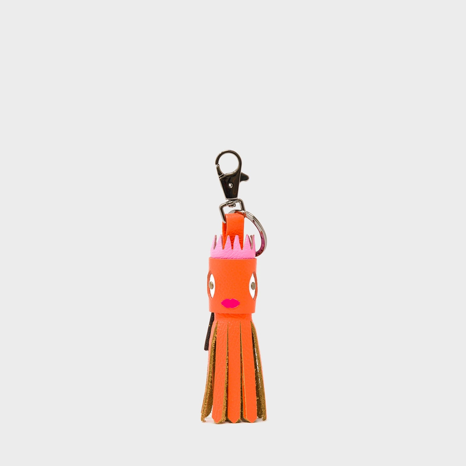 Queen Callie Marie Charm - Neon Orange and Pink Leather Keychain