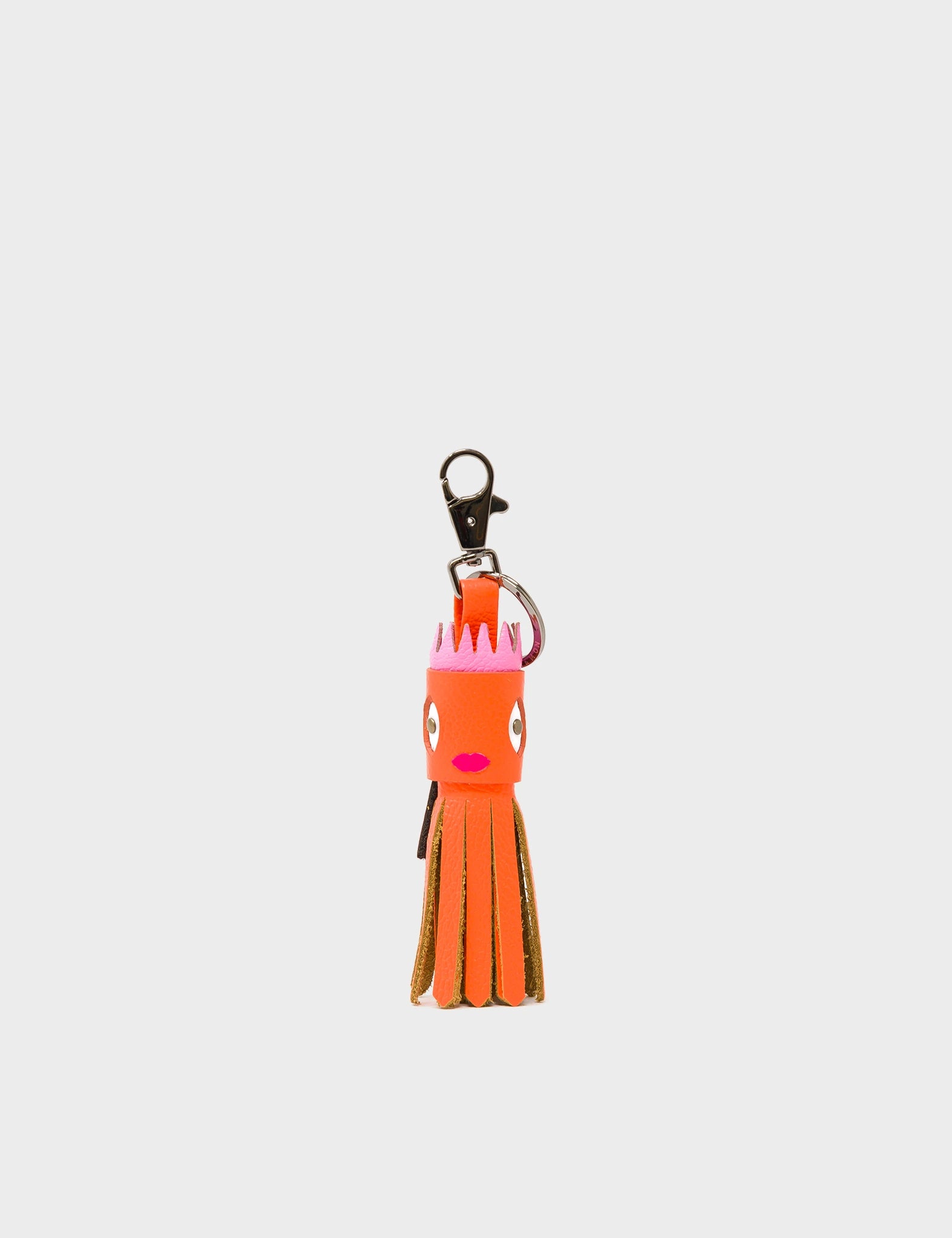 Queen Callie Marie Charm - Neon Orange and Pink Leather Keychain