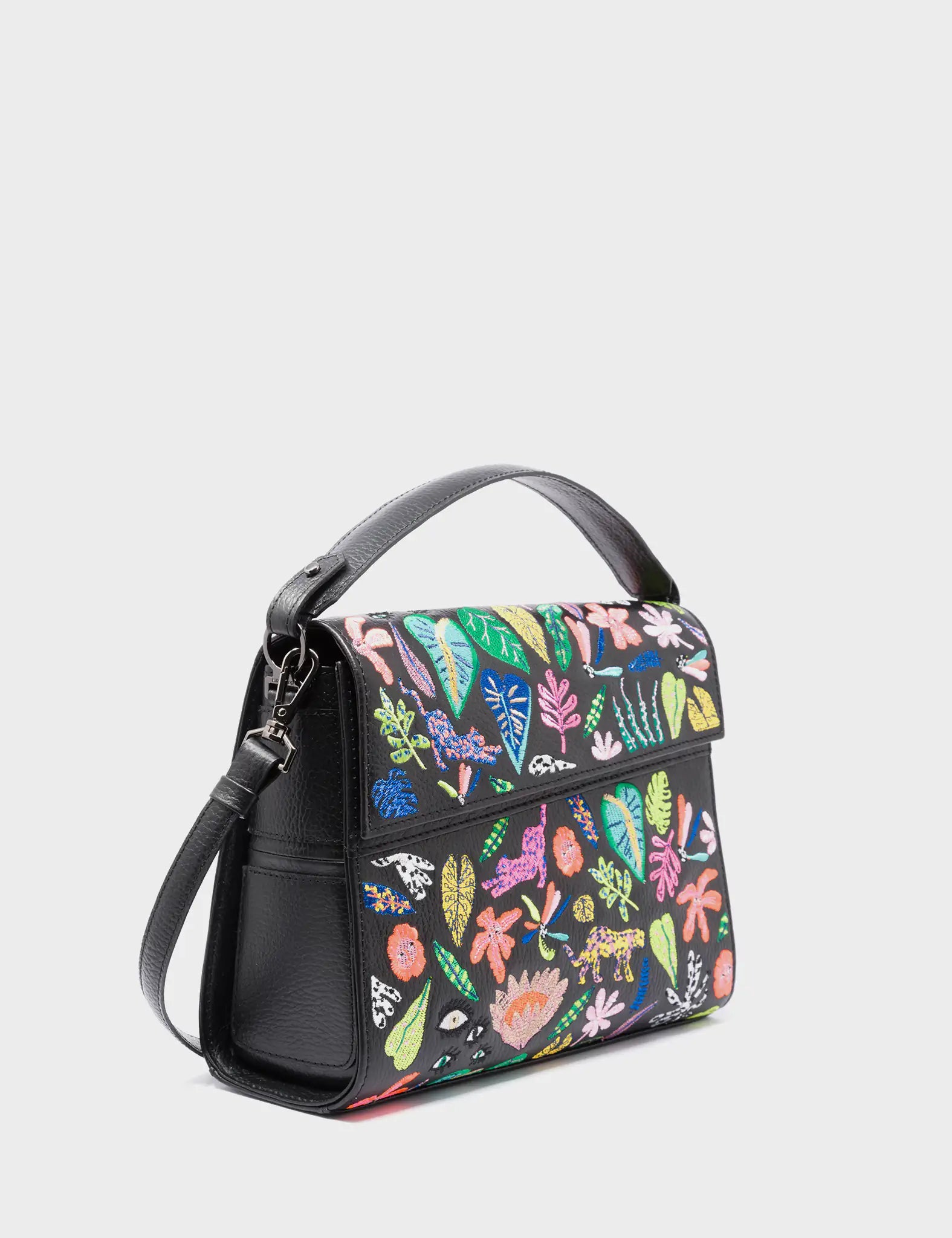 Anastasio Medium Crossbody Handbag Back Leather - El Trópico Print and Embroidery Design