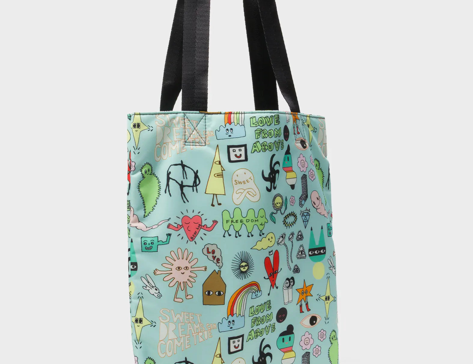 The Everyday Tote Bag - Light Blue Cyclepet Fabric Dreams Can Come True Print - Main View