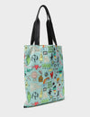 The Everyday Tote Bag - Light Blue Cyclepet Fabric Dreams Can Come True Print