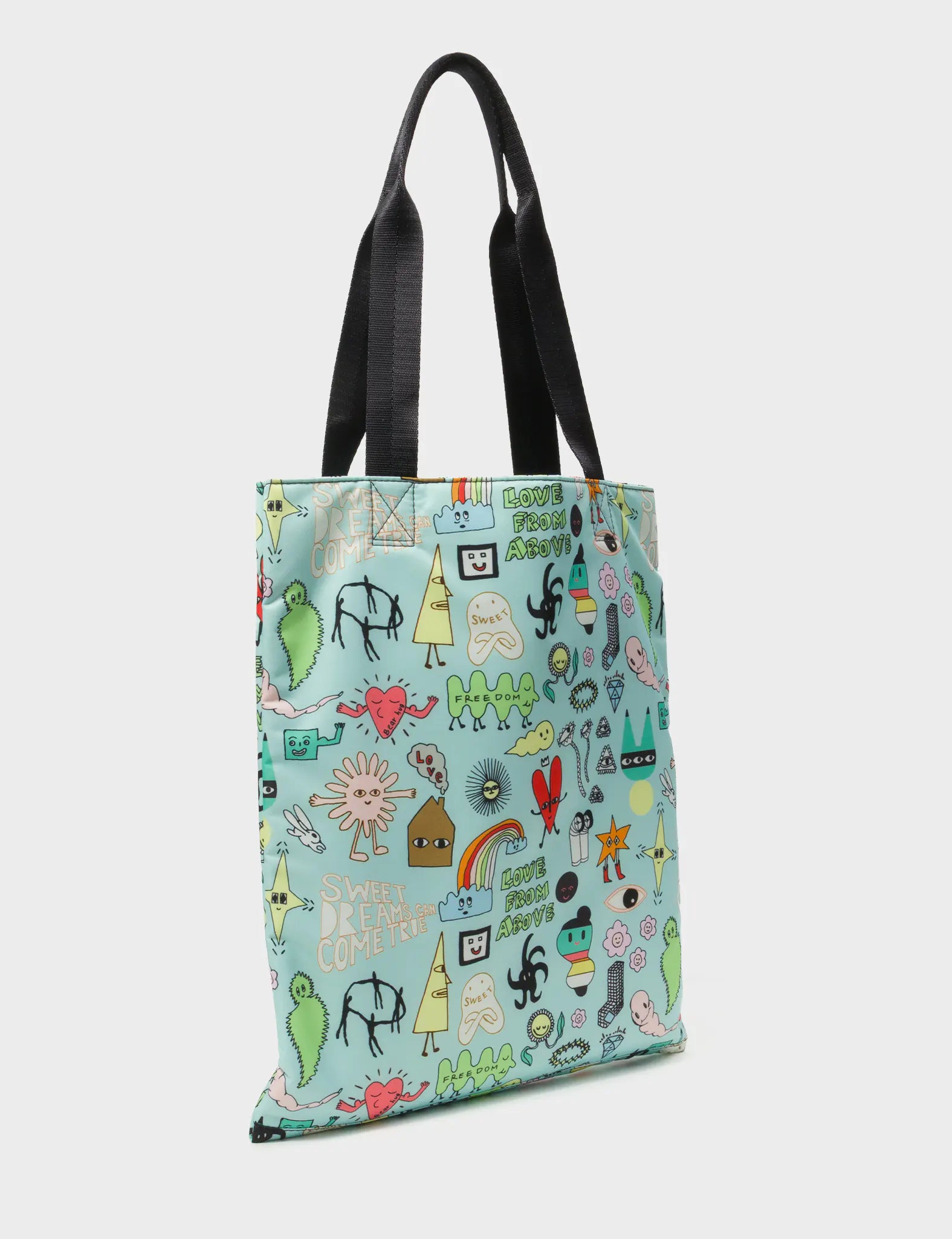 The Everyday Tote Bag - Light Blue Cyclepet Fabric Dreams Can Come True Print - Main View
